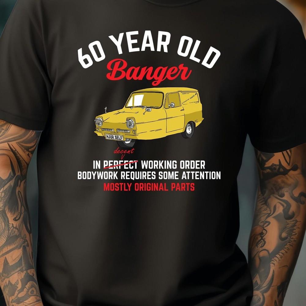 26 Funny 60th Birthday T-Shirt, Sixtieth Birthday Tee, Old Banger Shirt, Age 60 Unisex T-Shirt L