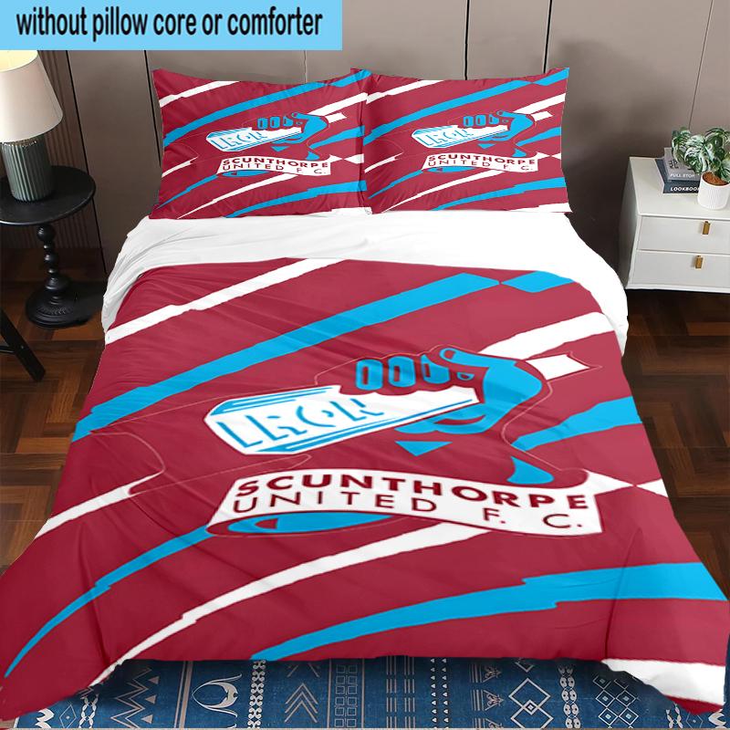 3PCS Scun-thorpe Football Crest Bedding Set,Including 1pc Duvet Cover And 2pcs Pillowcases Perfect for Bedroom, Dormitory, Fan Christmas gift