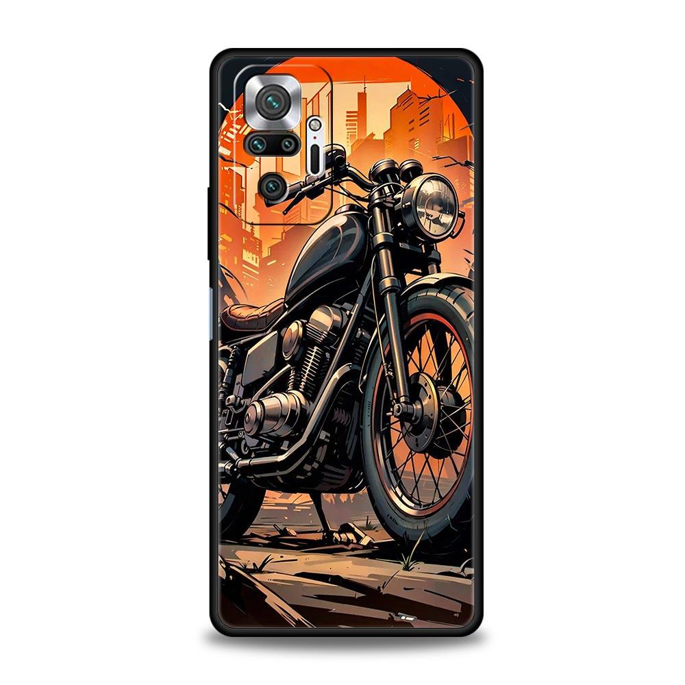 Colors Vintage Motorcycle Painted Phone Case Cover for Redmi 14C 10C Note 15 14 13 12 10 11 K40 Pro Plus 5G Soft TPU Shell Bags