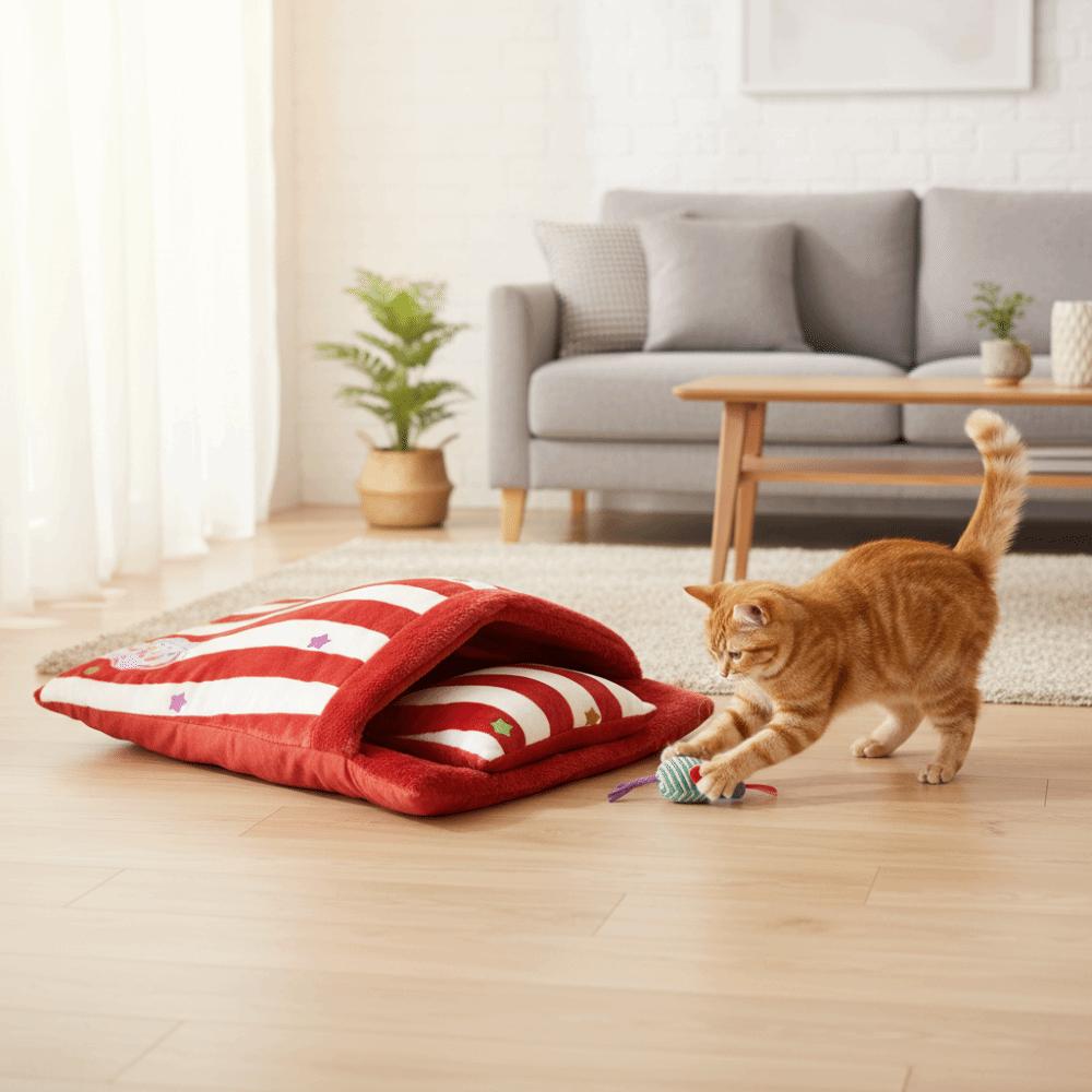 Thickened Cat Nest Bed Warm Pet Tunnel Bag Pet Accessories Cozy Cave Mat Indoor