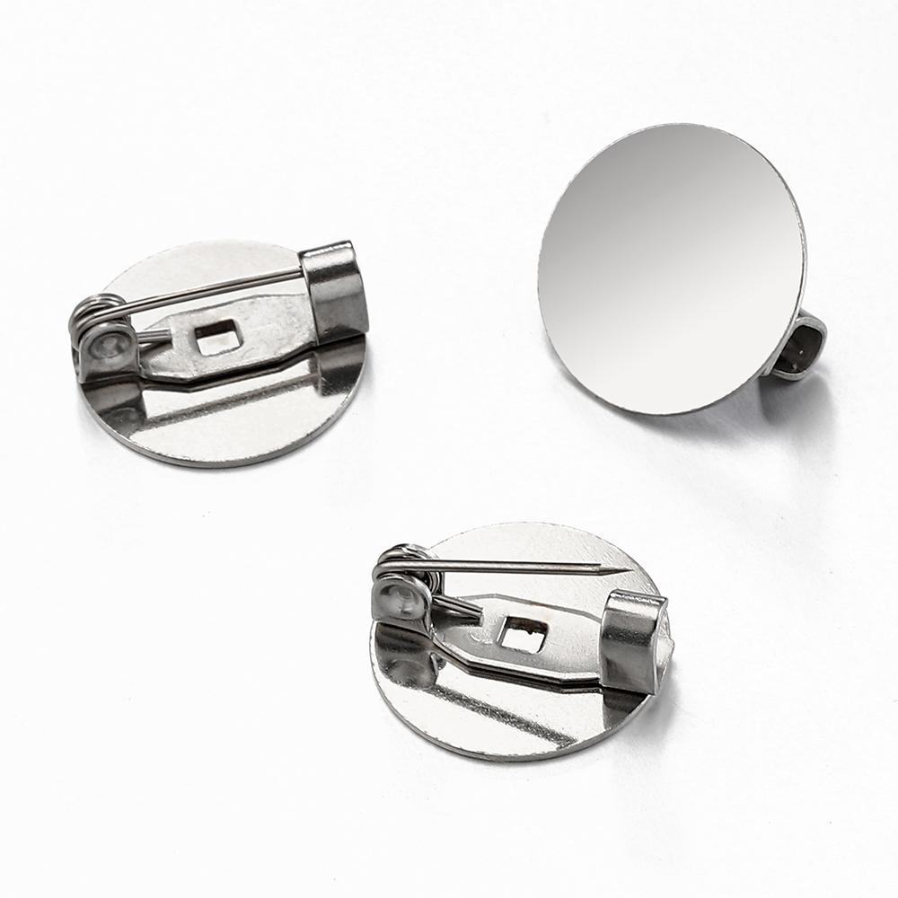 10 Stück Edelstahl Brosche Basis Rund Leer Flache Schale Cameo Fassungen Anhänger für Schmuckherstellung DIY Zubehör