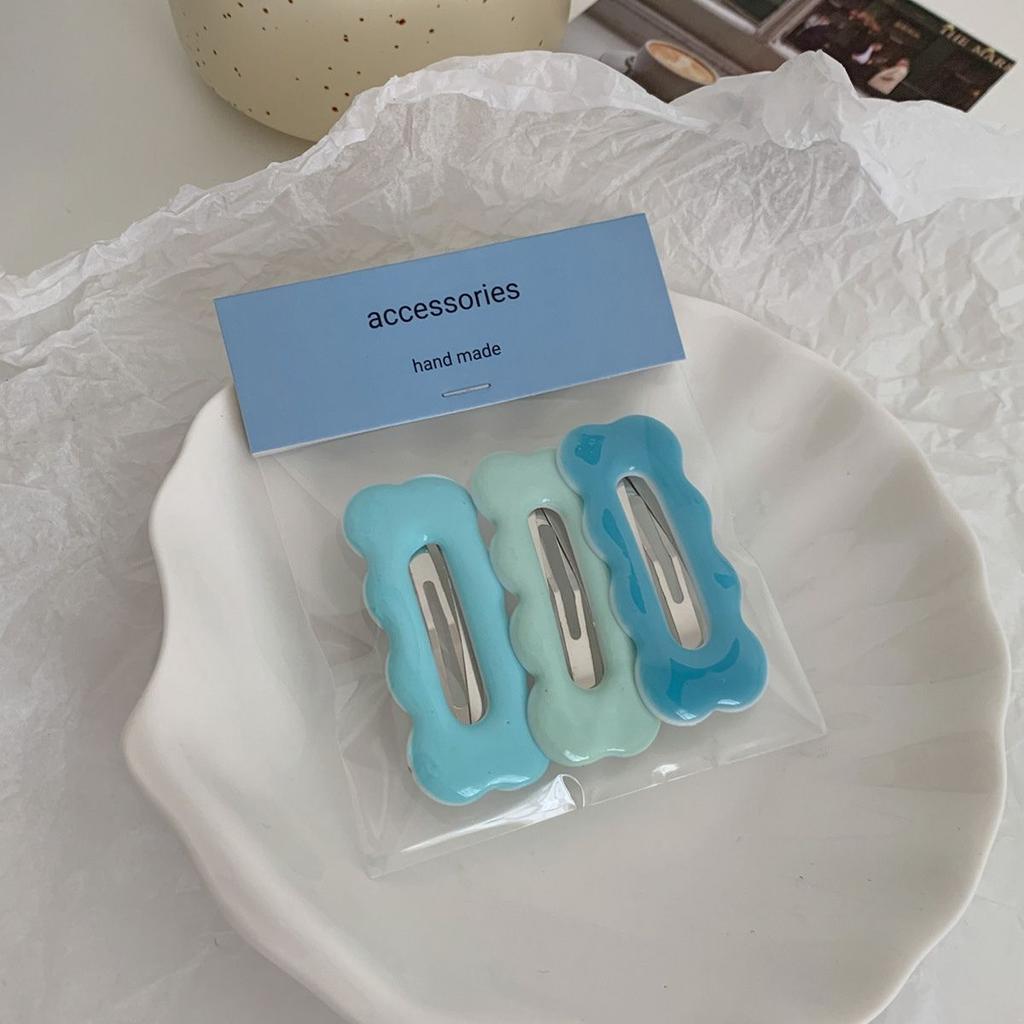 Épingles à cheveux simples givrées pour filles, 3 pièces, pinces à cheveux carrées, ovales, Triangle, pour enfants, épingles à cheveux, cliquez sur clac