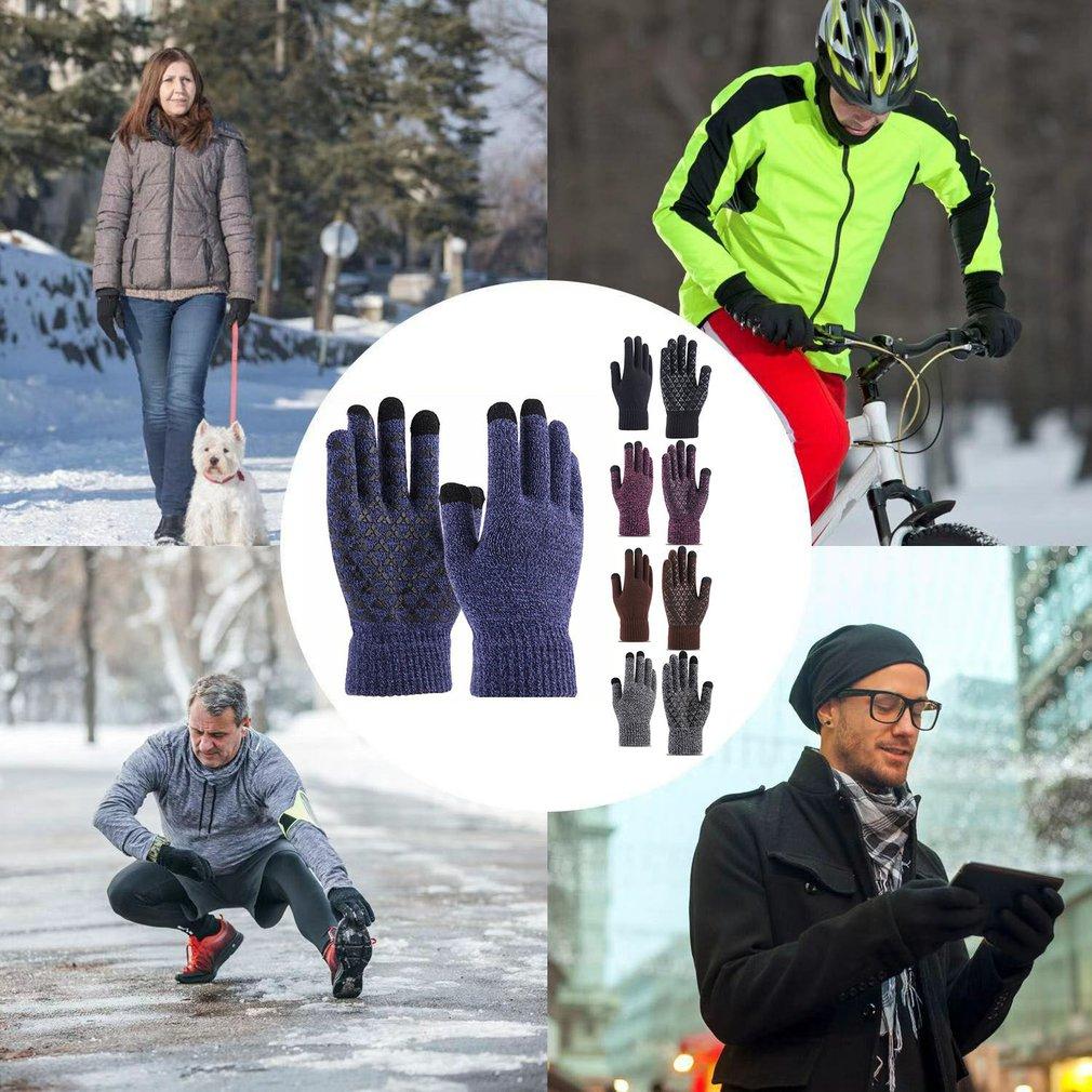 Buy Winter Warm Texting Gloves For Men Knit Gloves AntiSlip Silicone Gel Thermal Soft Lining