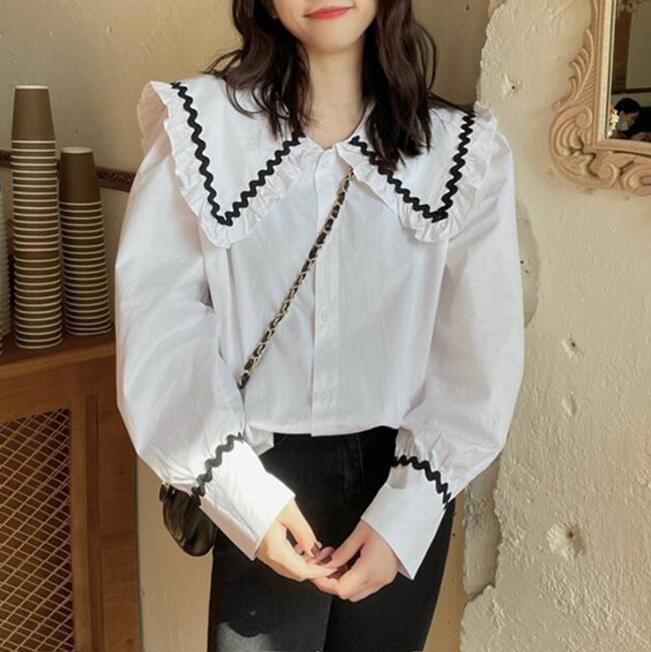 White Shirt Female Long-sleeved Spring New Loose Single-breasted Shirt Blouse