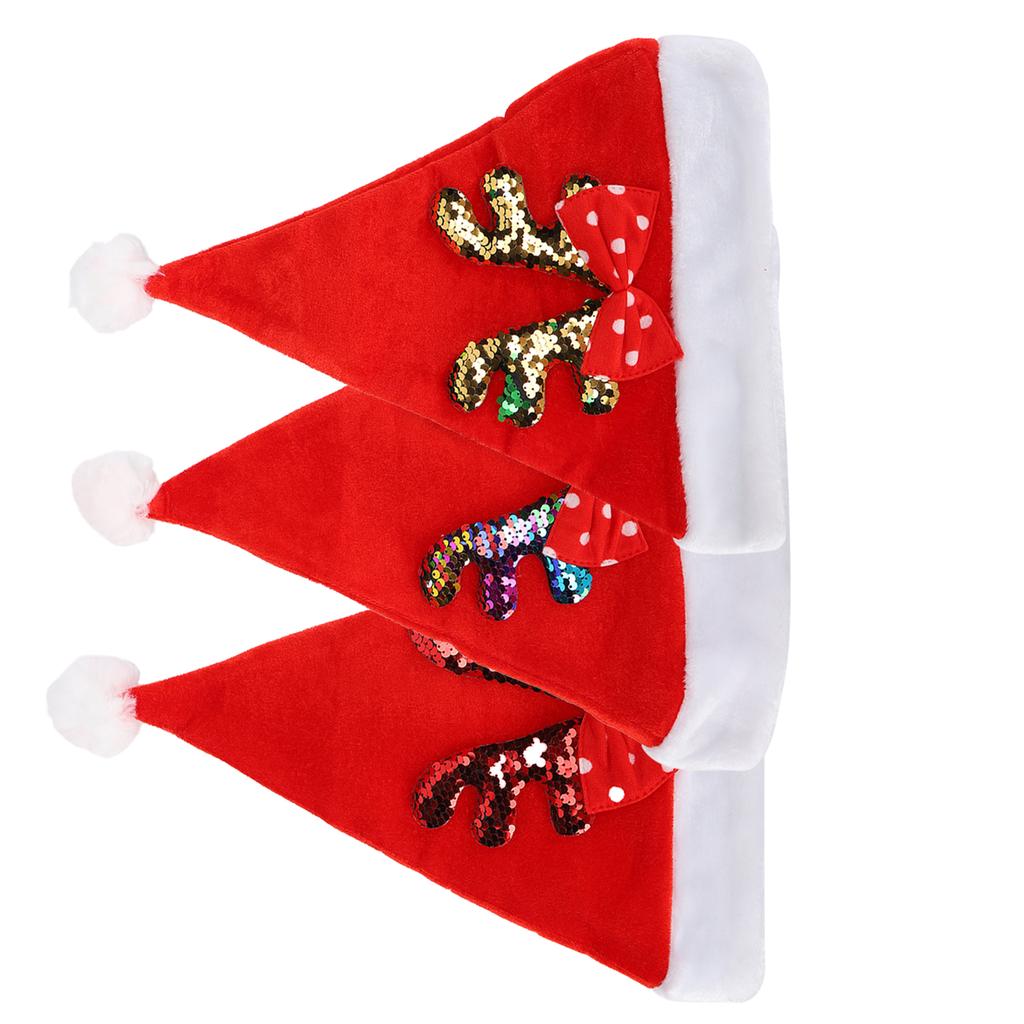 2022 New Year Hat Merry Christmas Holiday Hat Antler Bowknot Santa Hat Holiday Decor for Kid Adult