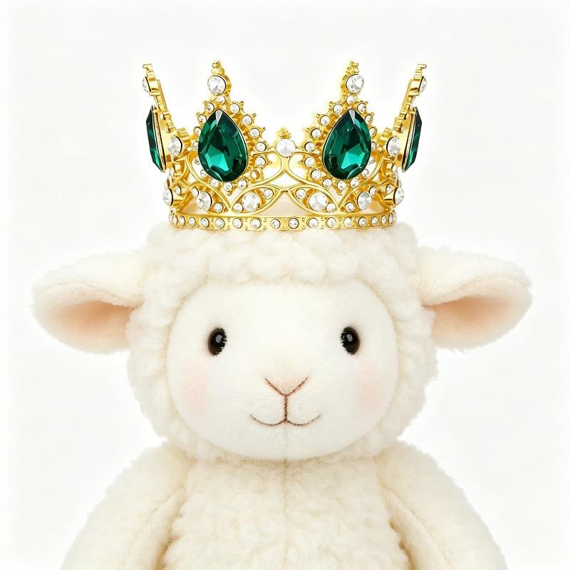 Xinjiang lamb crown colored doll headdress pet round rhinestone accessories ornament