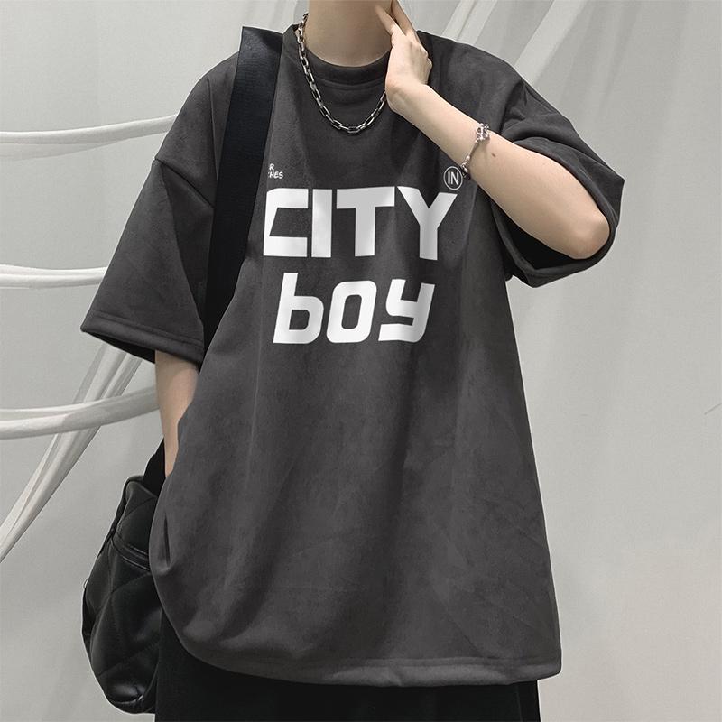 100% Cotton Printed Short Sleeve T-shirt Men's Half-sleeved Men's Fashion Brand Ins American Loose Body Shirt Men's Top