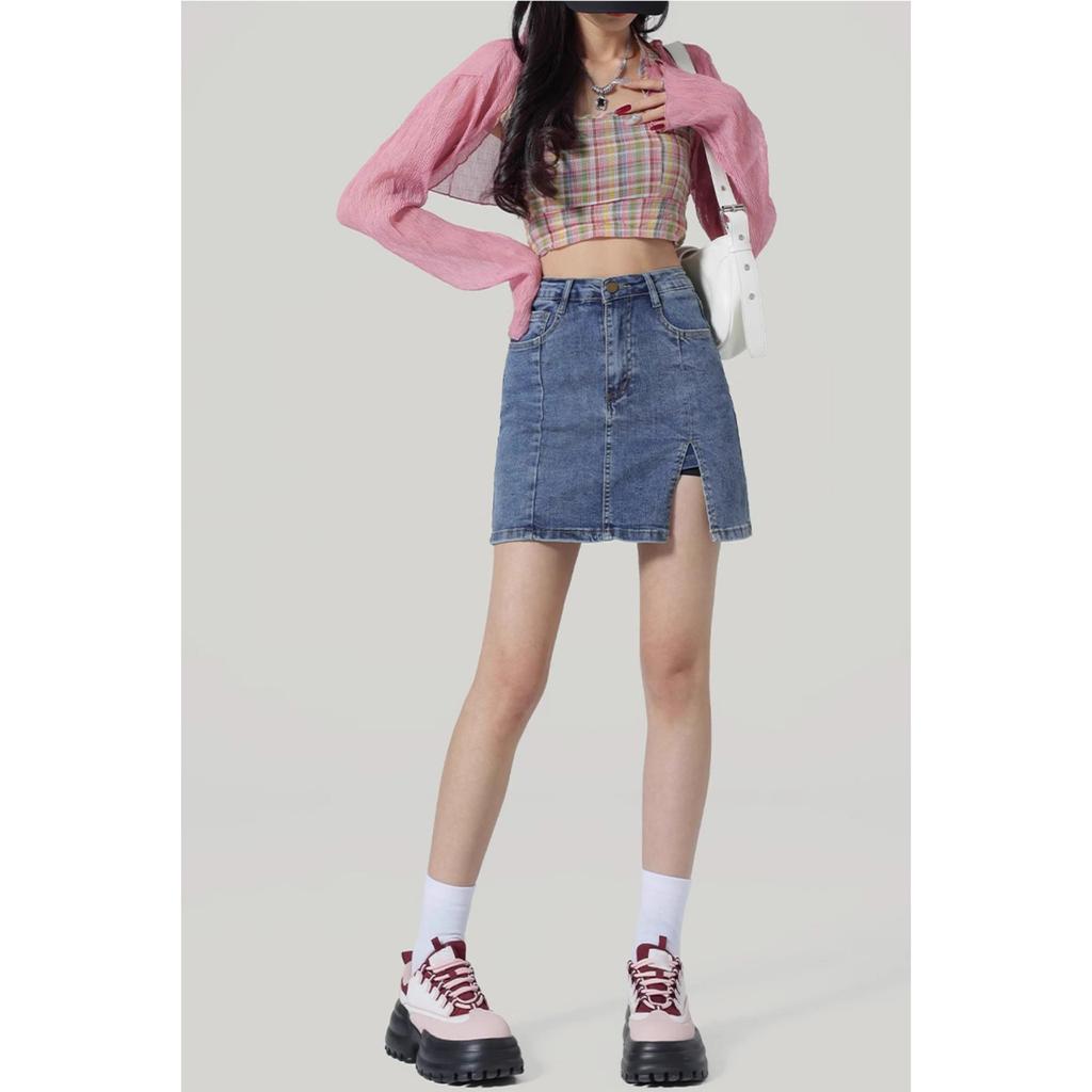 Women's Fashion Casual Skirt For Women Button Denim Buttock Skirt