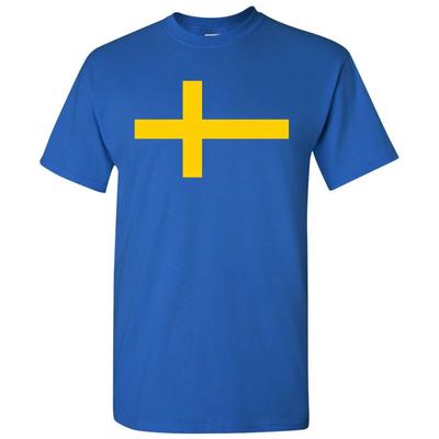 Sweden European Flag Basic Cotton T-Shirt - Royal