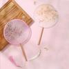 Double-Sided Classical Fan, Ancient Style Semi-Transparent Round Fan with Tassels, Women's Ancient Costume Hanfu Cheongsam Silk Fan