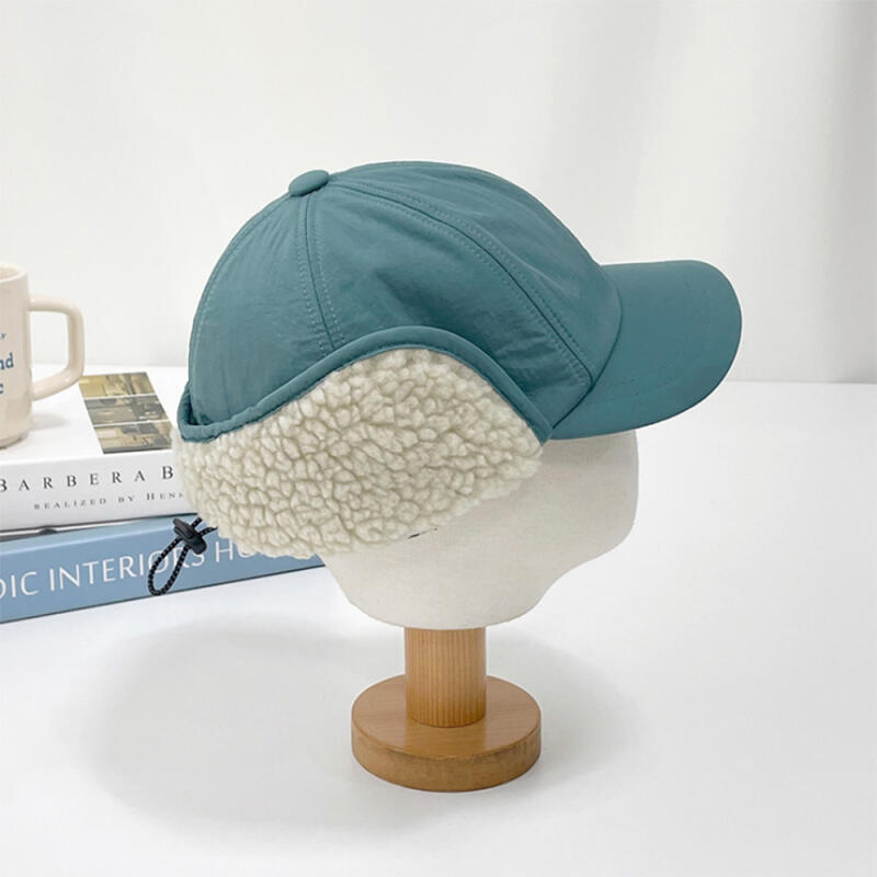 Women s Nylon Couple Poggle Ball Cap Earflap Hat C6591_Black