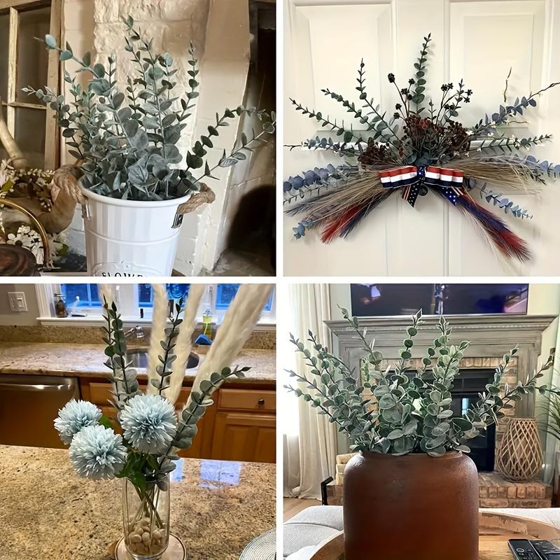Eucalyptus Stems Decor Artificial Eucalyptus Leaves Faux Eucalyptus Stems Real Touch Fake Greenery Branches for Wedding Flower