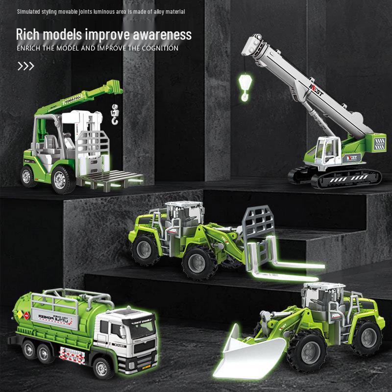 Children's Alloy Construction Vehicle Set - Dump Truck, Mixer, Tanker, Bulldozer, Crane, Excavator