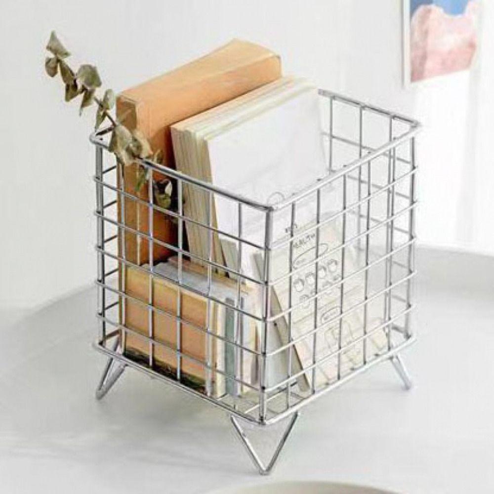 Simple Iron Art Desktop Storage Basket Mesh Rectangular Cosmetic Organizer Universal Large Capacity Storage Case Office Desktop