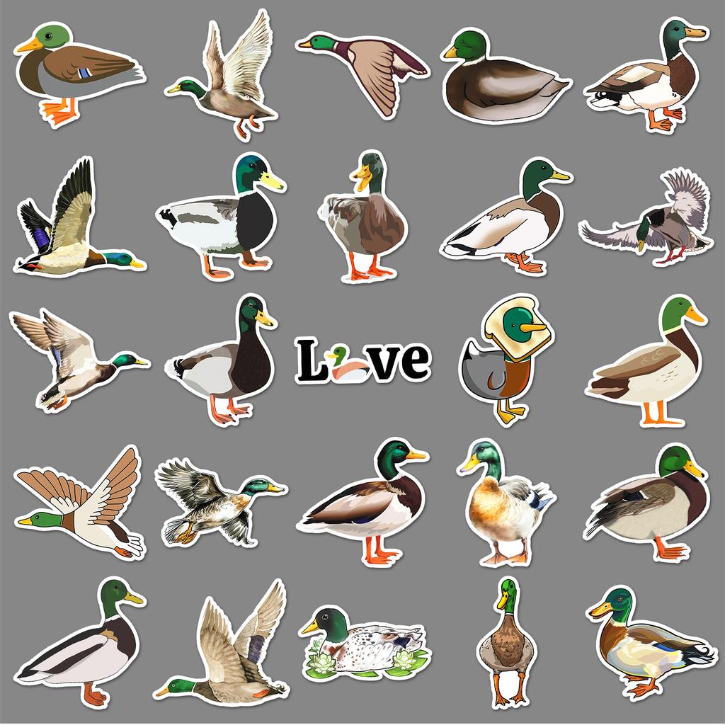 50 Pieces of Mallard Doodle Stickers Personalized Cartoon Cute Animal Decoration Mobile Suitcase Water Cup Stickers