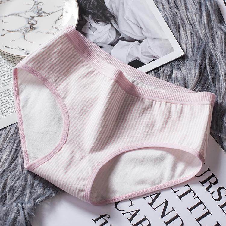 Breathable Ladies Briefs Cotton Midriff Striped Girls Cute Panties Ladies Cotton Women Underpant