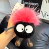 15cm Cute Cartoon Wool Small Coal Ball Car Keychain Real Raccoon Fur Pendant Elf Plush Ball Bag Pendant Hobby Collection Gift