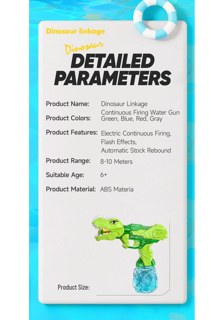 Electric Dinosaur Water Gun Toy for Kids – High-Speed Continuous Play