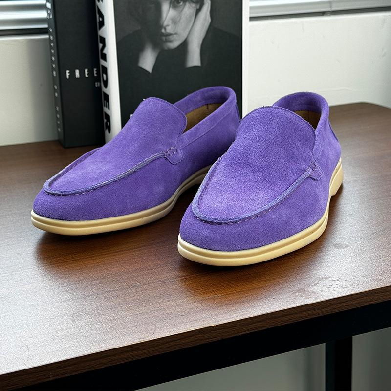 

Summer loafers Doudou British business and leisure one-pedal leather shoes breathable youth formal men s shoes 8253-H 48 фиолетовый