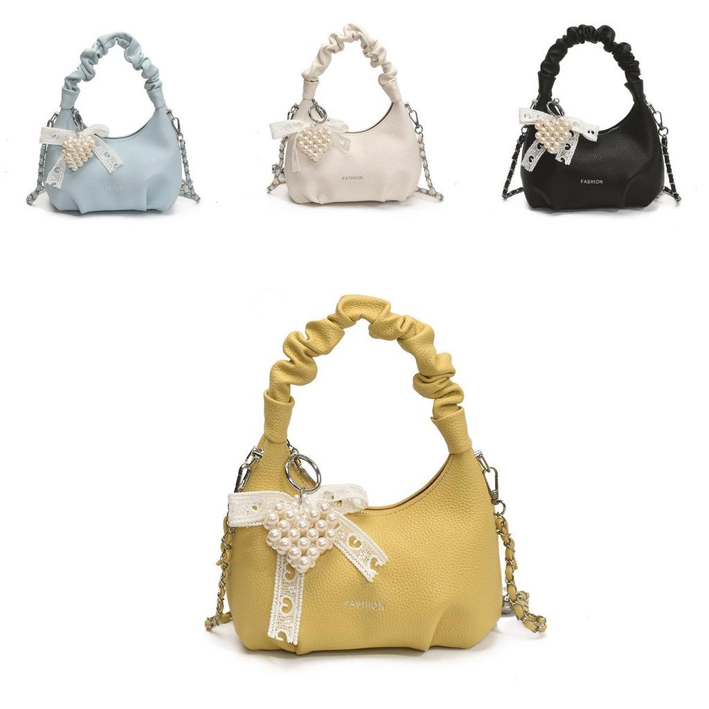 Pu Bag For Women With Wrinkled Design And Chain Strap For Daily Use