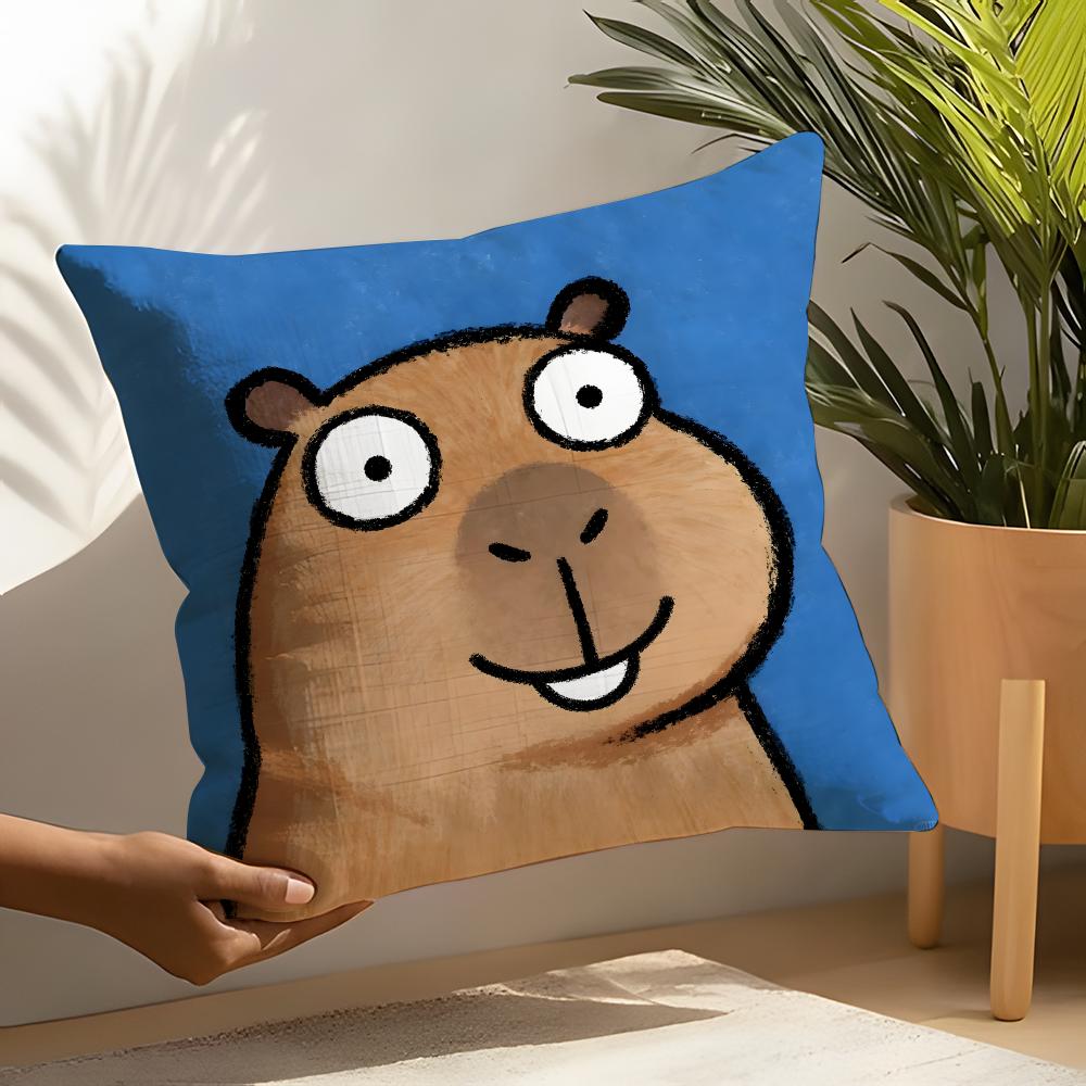 Cute Cartoon Capybara Pillow Case Home Living Room Decoration Linen Pillow Cases Cushion Cover