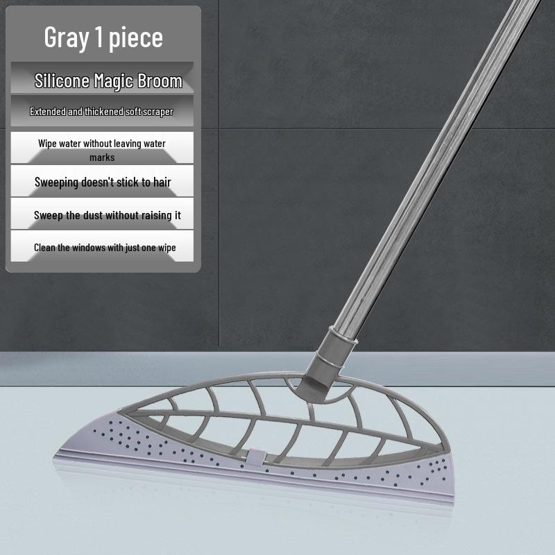 Magic Silicone Broom: Multi-Purpose Wet & Dry Floor and Bathroom Wiper серый