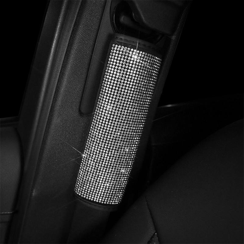 1pc Crystal Rhinestone Car Seat Belt Cover Auto Should Padding Protector Diamond Car Interior Accessories For Women Girls