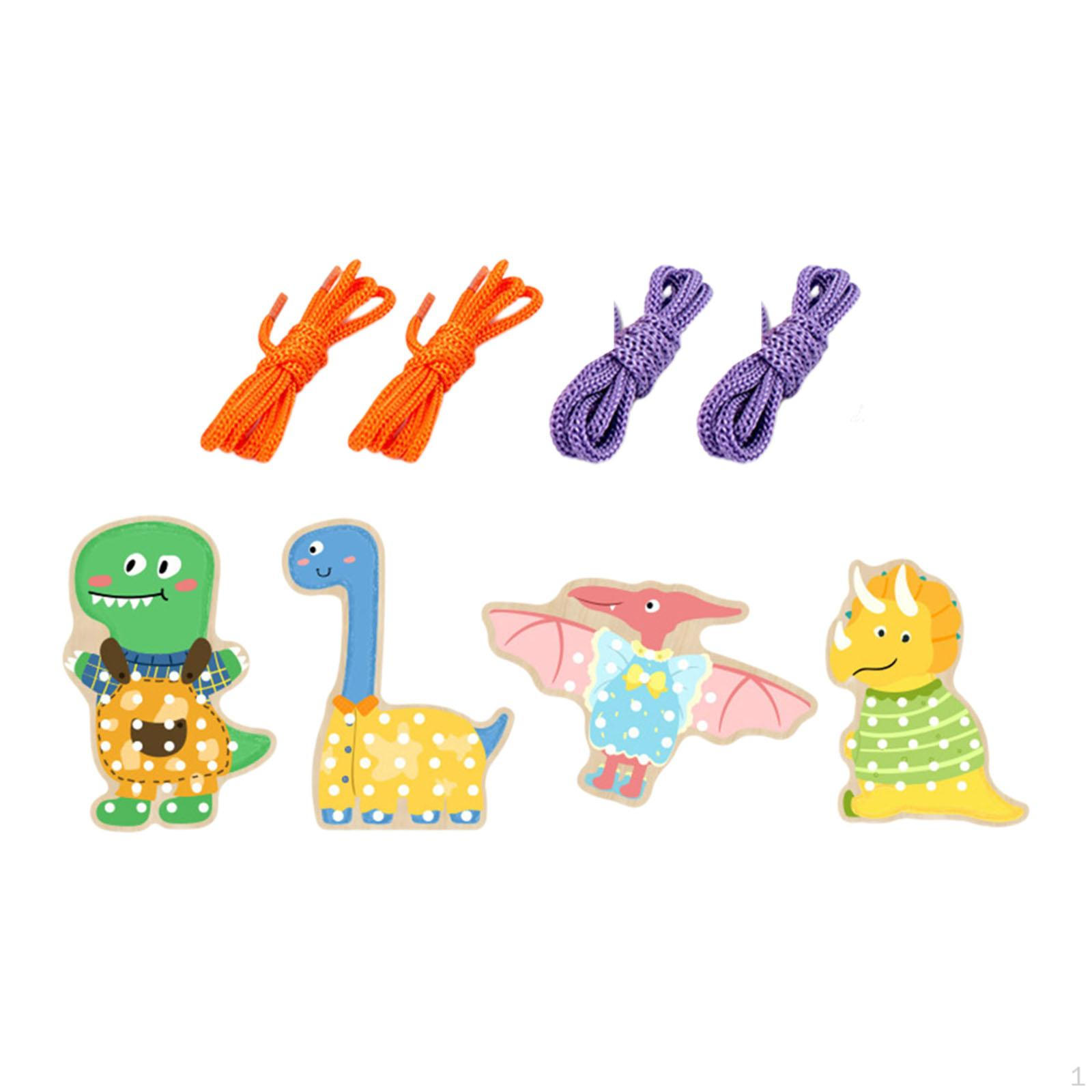 

Деревянная игрушка-шнуровка с изображением животных для детей от 3 до 6 лет, обучающая игра dinosaurs