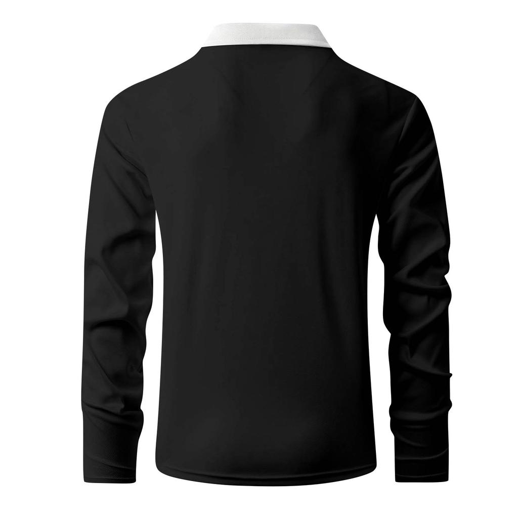 Men's Single,Breasted Lapel Long,Sleeved Casual Sports Long,Sleeved Top