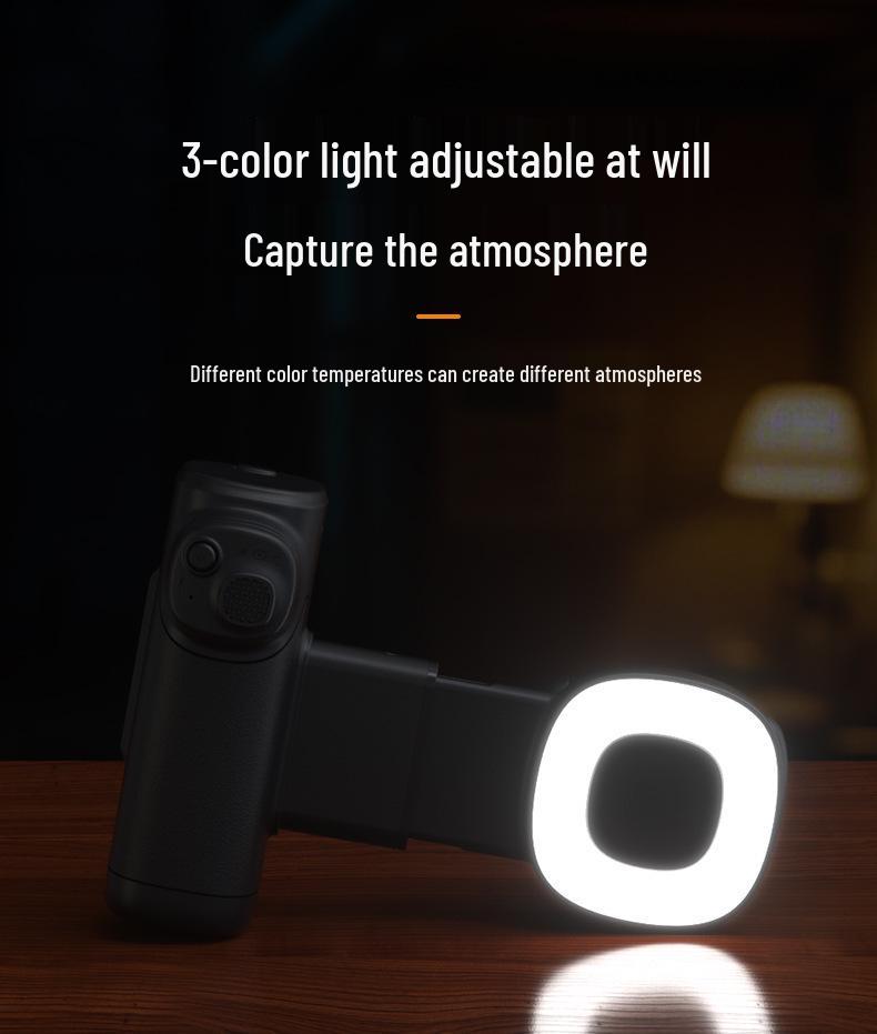 Bluetooth Single-Axis Phone Stabilizer with Selfie Light & Focus Adjustment for Outdoor Photography/Live Streaming