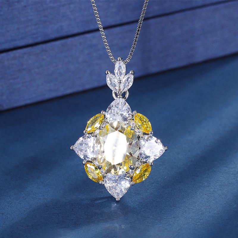Merry Line Retro Simulation Yellow Diamond Pendant Necklace Ring Creative Women'S Model