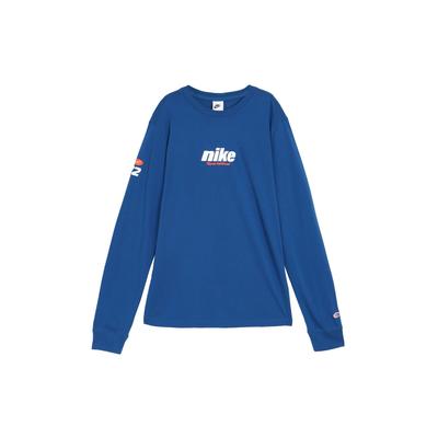 Sportswear Logo Print Crew Neck Long Sleeve T-Shirt Men Tops Garden-Blue HQ1569-421