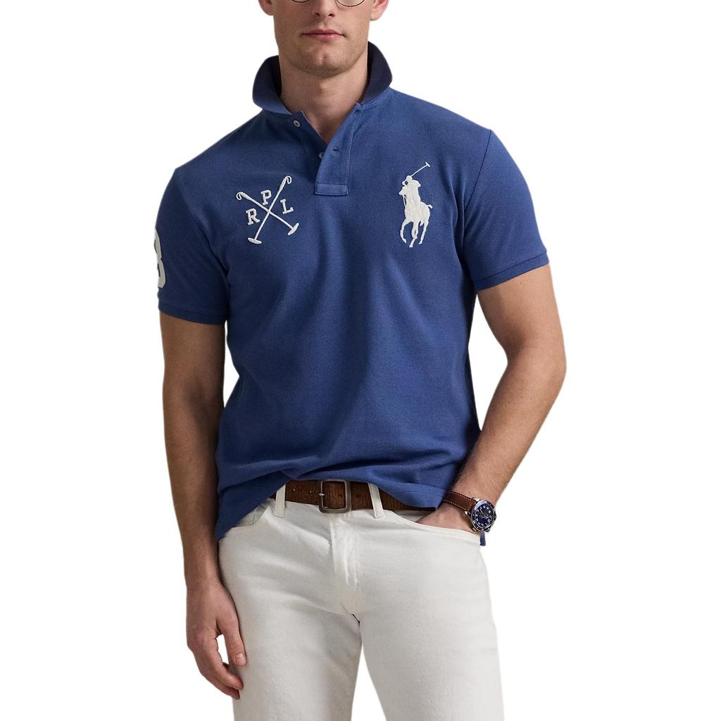Polo Ralph Lauren Logo Embroidered Cotton Pique Short Sleeve Polo Shirt Men Tops Royal-Blue 710978082-003
