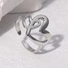 Romantic Stainless Steel Hollow Heart Rings for Women Men Personalized Design Opening Rings Jewelry Wedding Commemorative Gifts