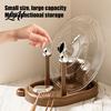 Multifunctional Kitchen Stand Pot Lid Organizer for Countertop Vertical Storage Rack with Detachable ABS Water Tray Stable Non-slip Base Cutting