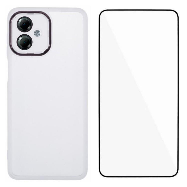 

WANLONFENG DKSM Series for Motorola Moto G14 4G TPU Case Electroplated Frame with Tempered Glass Transparent White