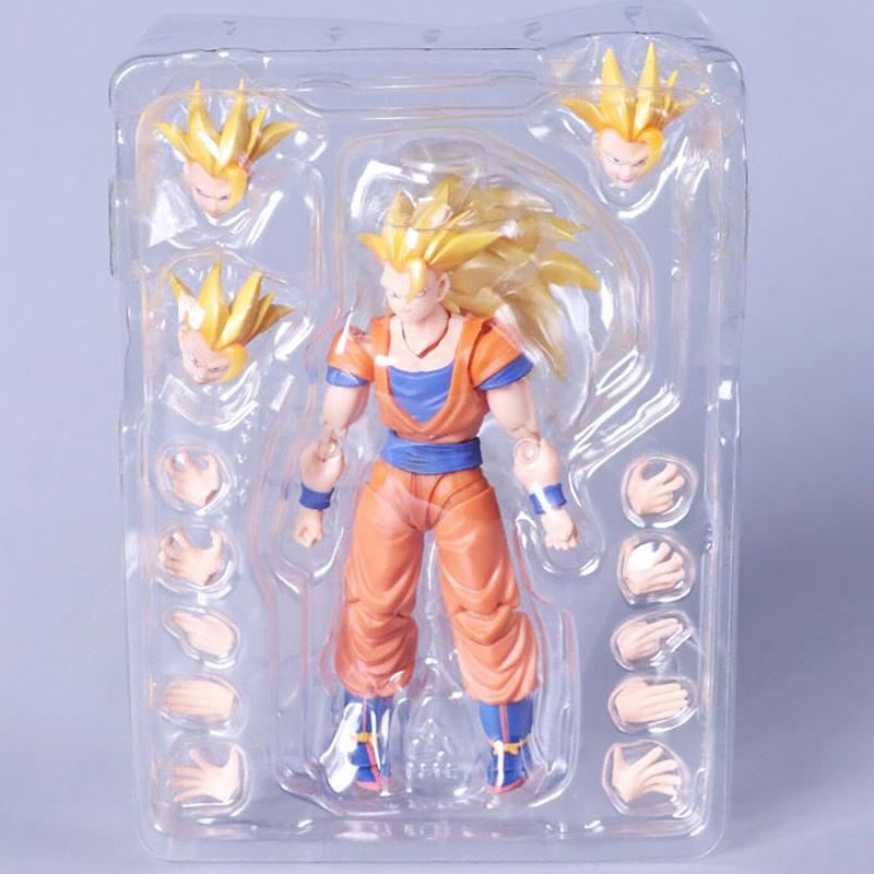Figurine d'action 16cm Dragon Ball Super Saiyan 3 Goku SHF Anime Mobile PVC Poupée de Collection Figurine Kakarotto Son Goku Modèle Jouets
