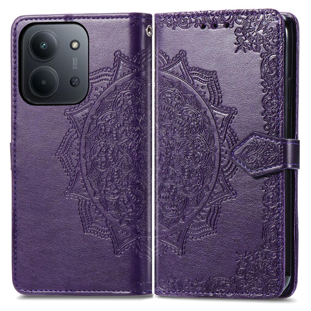 Wallet Case For Xiaomi Poco C85 4G (173mm) / Redmi 15C 4G (EU) (173mm) / 15C 5G (EU) (173mm) Mandala Flower Leather Phone Cover Stand