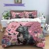 Pink Pitbull Pattern Bedding Home Decoration Birthday Gift (1 * duvet cover + 2 * pillowcase, without core)
