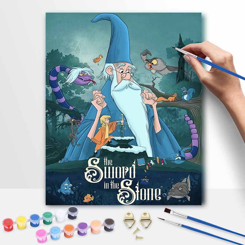 Disney The Sword in the Stone digital oil painting art kit DIY handmade home decoration gift 20x30cm