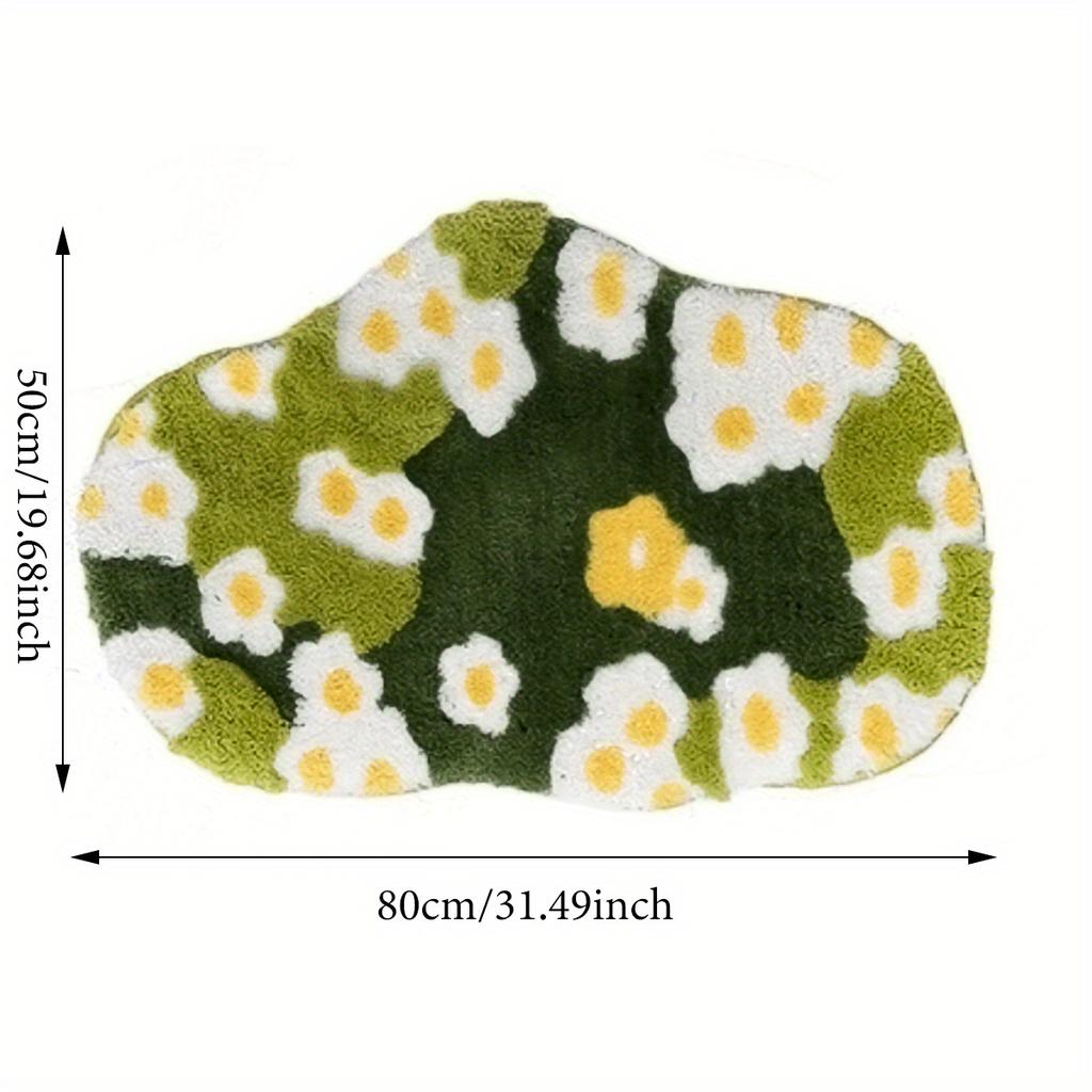Beflockter Moosteppich, weich, rutschfest, schmutzabweisend, ideal für Schlafzimmer, Nachttisch, Wohnzimmer, Türöffnungen und Büros, Teppich mit Blumenmuster