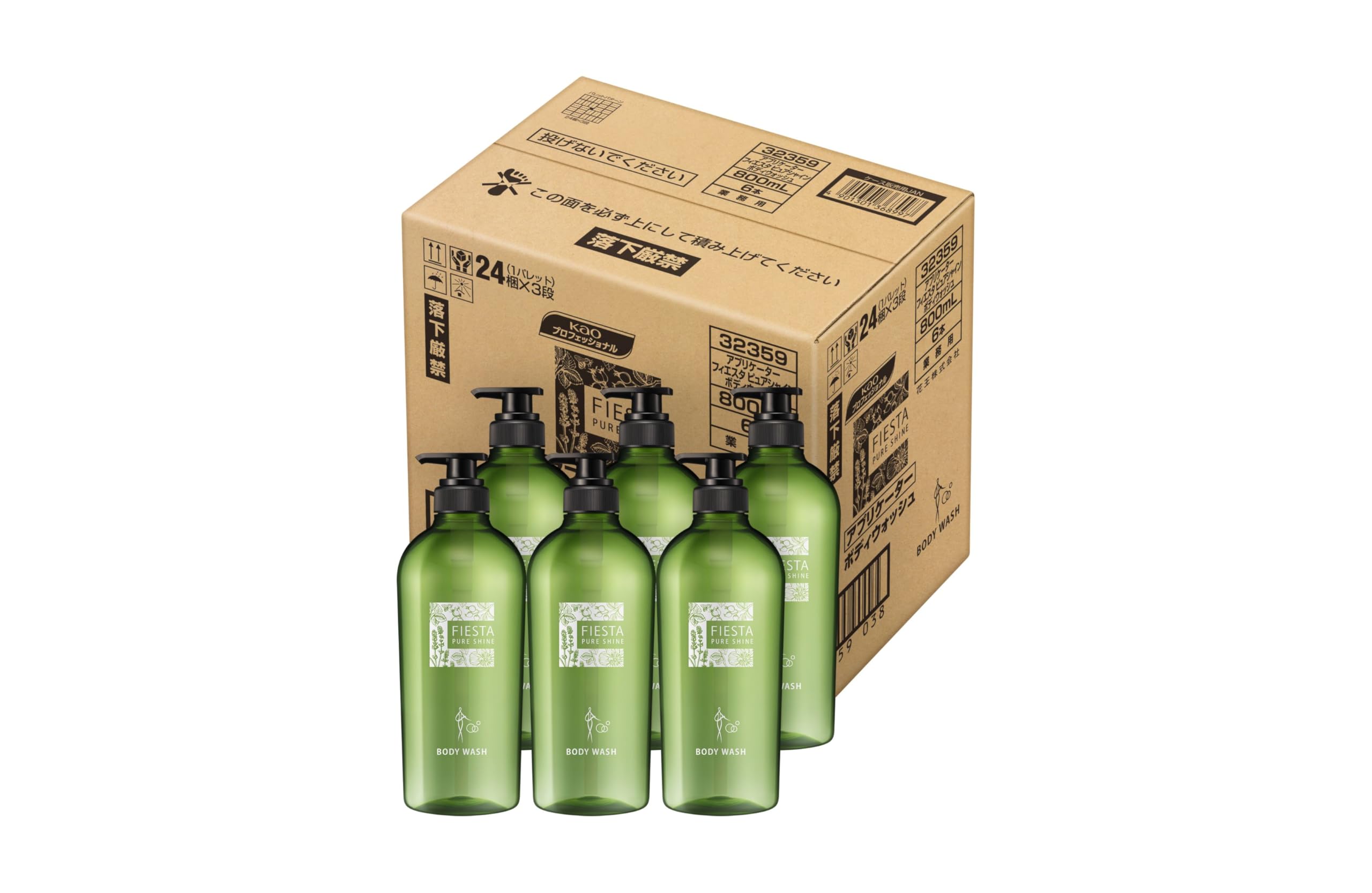 Kao Pro Series [Empty Container] [Case Sale] Kao Applicator Fiesta Pure Shine Body Wash 800ml (Package for Commercial Use) Kao Professional Services