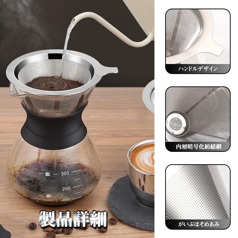 Titanium-Coated Stainless Steel Coffee Filter for Drip Coffee, Reusable Fine Mesh Filter [Silver, 1 Filter]