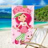 1pc Princess Strawberry Beach Towel with Custom Name, Beach and Seaside Swimming Pool Equipment, Fashion Pattern, Rectangular, Travel Essential