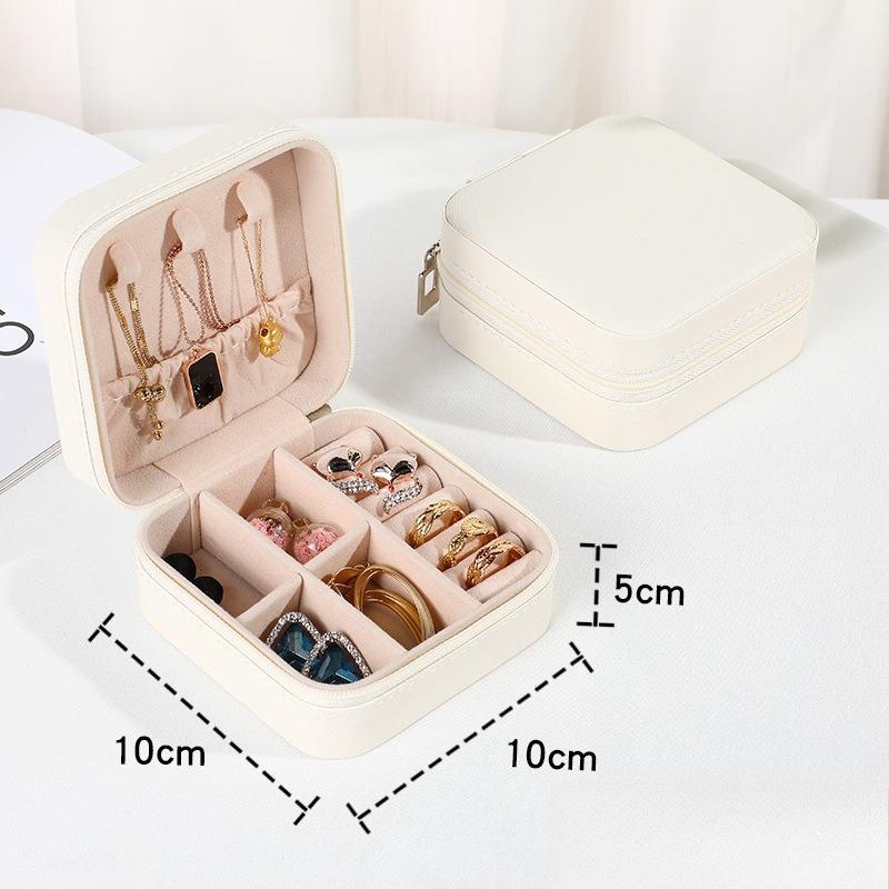 Mini scatola portaoggetti portatile per gioielli, custodia per gioielli, custodia in pelle, orecchini, collana, anello, display per organizzatore di gioielli