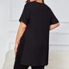 Women's Plus Size Slit Long T,shirt Round Neck Casual Loose Short Sleeved Top