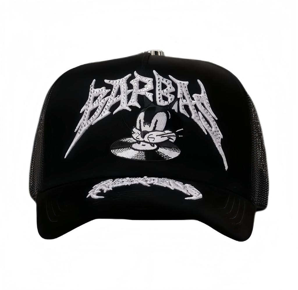 Custom Rhinestone Satin Silk Lined 5panels 3d Embroidery Baseball Hat Custom logo Suede Caps Gorras Xcap Viacrucis Black Cap