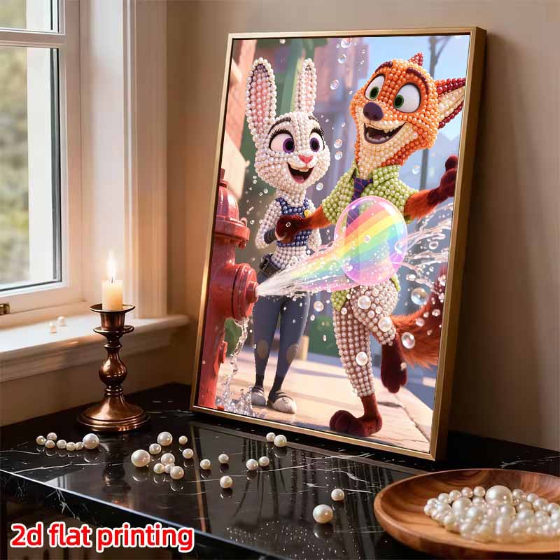 Disney Pearl Art DIY Judy Nick Creative Pearl Style Illustrations | Pearl Gemstone Art for Home Wall Decor Crafts