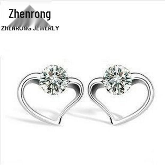 

Zhenrong Корейские Серьги-пусеты Медь с посеребрением Сердце восхищения, Гипоаллергенные 30% White Copper Plated with Platinum