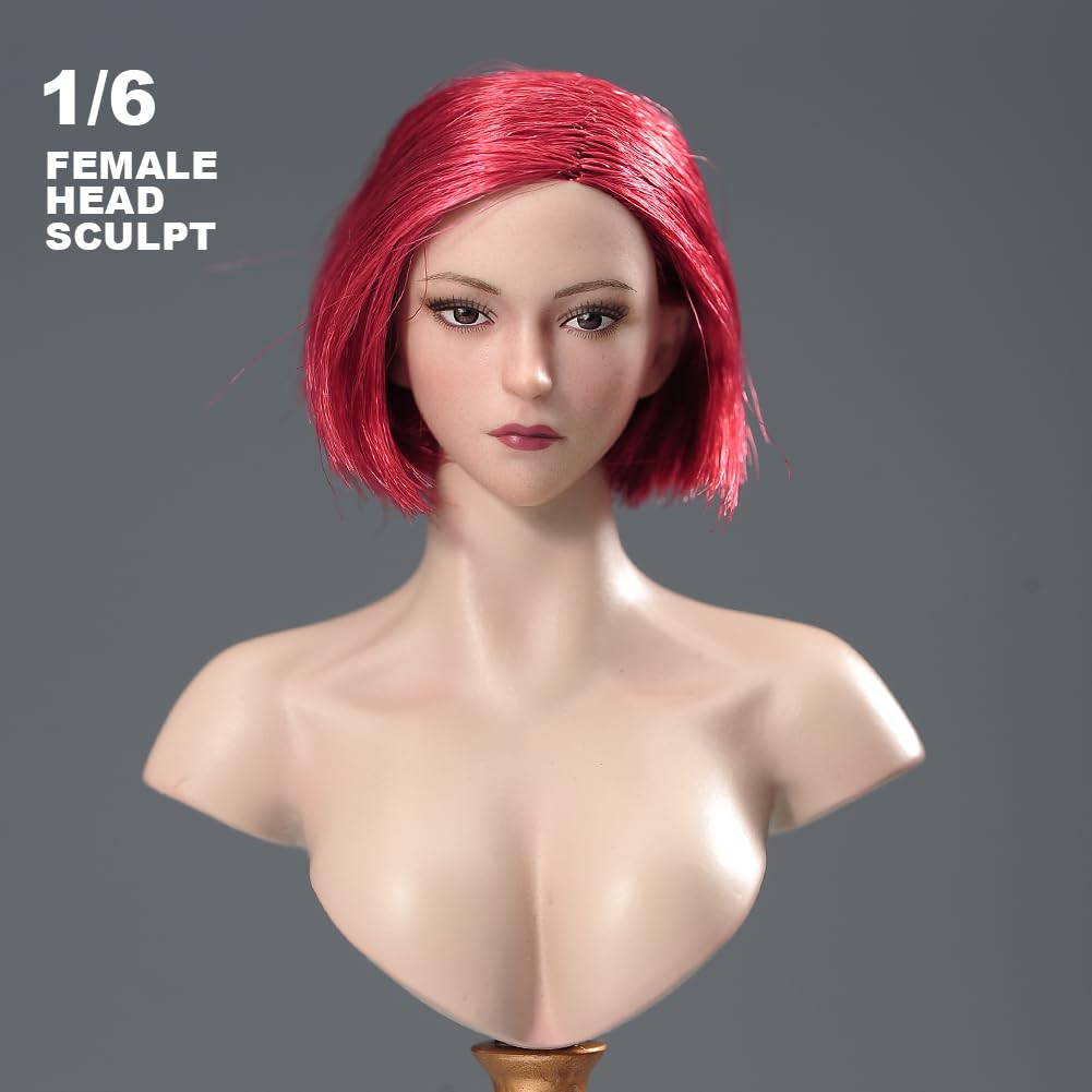 VERYCOOL VCF-2060 16 Scale Head Carving, Beautiful Girl Head Sculpt with Long Hair, Fits 12-Inch Female Action Figures (B)